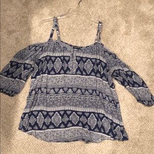 Blue and White Blouse